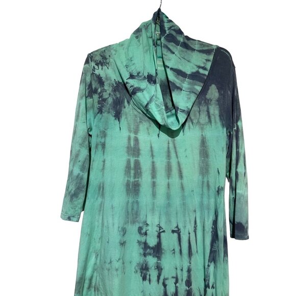 Soft Surroundings Women's Tie Dye Cowl Neck Dress Green Size Small - Picture 2 of 5